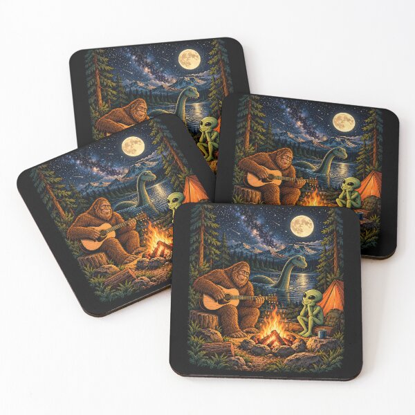 Item preview, Bigfoot and Alien Loch Ness Campfire  designed and sold by a-turner-paint.