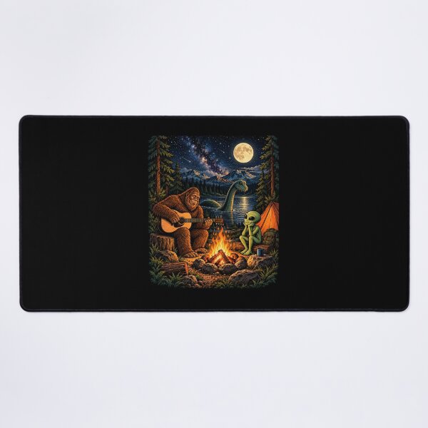 Item preview, Bigfoot and Alien Loch Ness Campfire  designed and sold by a-turner-paint.