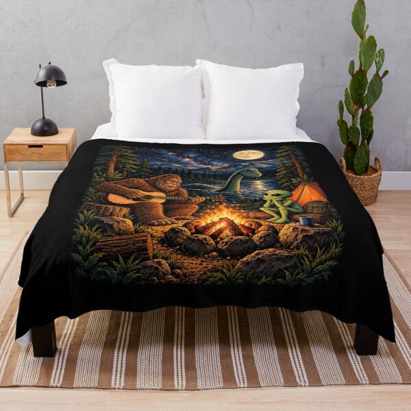 Item preview, Bigfoot and Alien Loch Ness Campfire  designed and sold by a-turner-paint.