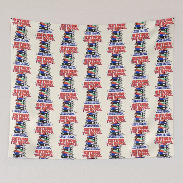Item preview, Return the Books Before the Stack Becomes Structural – Funny Library Magnet designed and sold by astersgraphics.