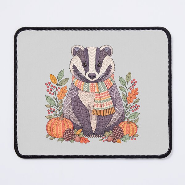 Item preview, Decorative Autumn Badger with Pumpkins and Leaves designed and sold by hattie's.