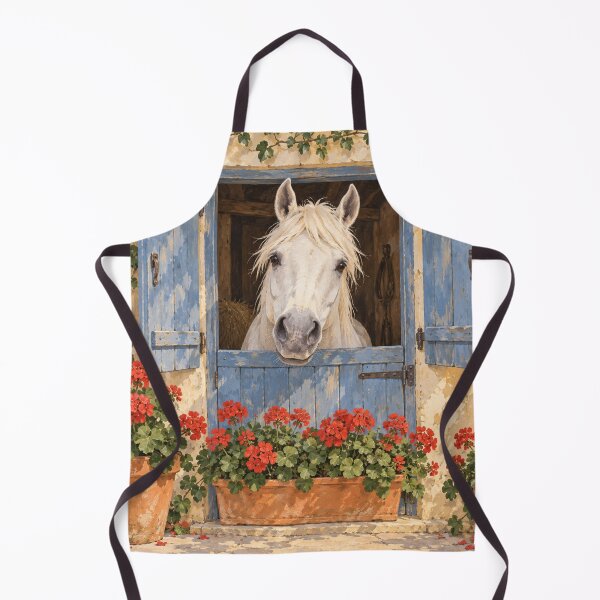 Item preview, White Horse at a Blue Stable Window designed and sold by Glottopia.