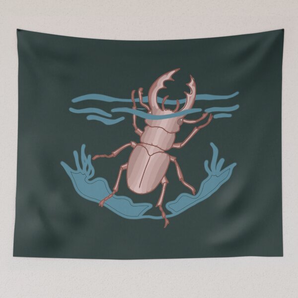Item preview, Stag Beetle under water minimalist Cottagecore illustration designed and sold by LeshanArt.