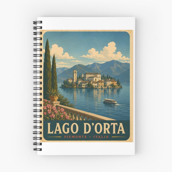 Item preview, Lago d'Orta Piemonte Italy Vintage Travel Art designed and sold by Passeggiata Prints.