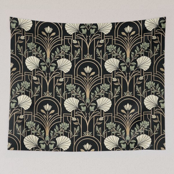 Item preview, Luxury Art Deco Botanical Arches Seamless Pattern designed and sold by ShivCraftStudio.