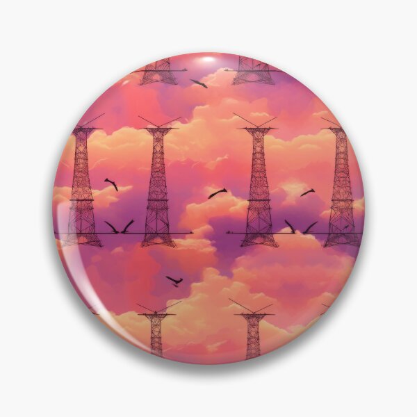Item preview, Electricity Pylons Sunset Clouds Birds Seamless Pattern designed and sold by Pylon-Bureau.