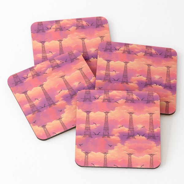 Item preview, Electricity Pylons Sunset Clouds Birds Seamless Pattern designed and sold by Pylon-Bureau.