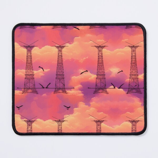Item preview, Electricity Pylons Sunset Clouds Birds Seamless Pattern designed and sold by Pylon-Bureau.