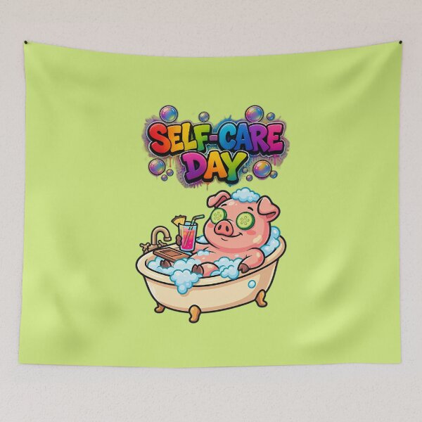 Item preview, Self Care Day Cute Funny Spa Pig designed and sold by ZeroContextArt.