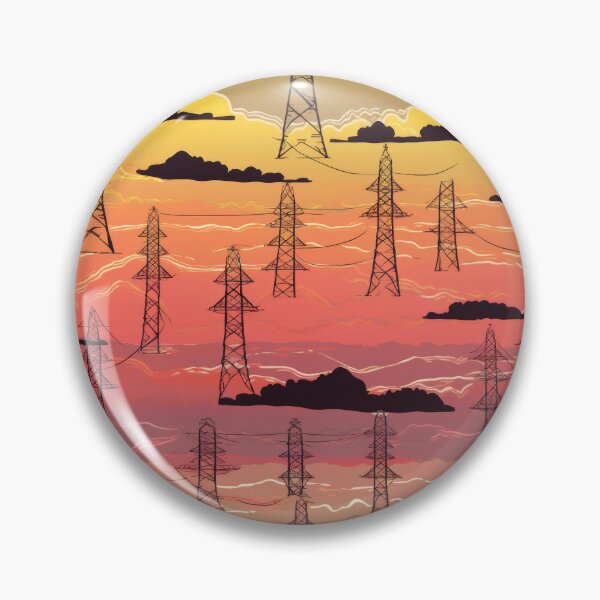 Item preview, Electricity Pylons Retro Style Sunset Sky Pattern designed and sold by Pylon-Bureau.