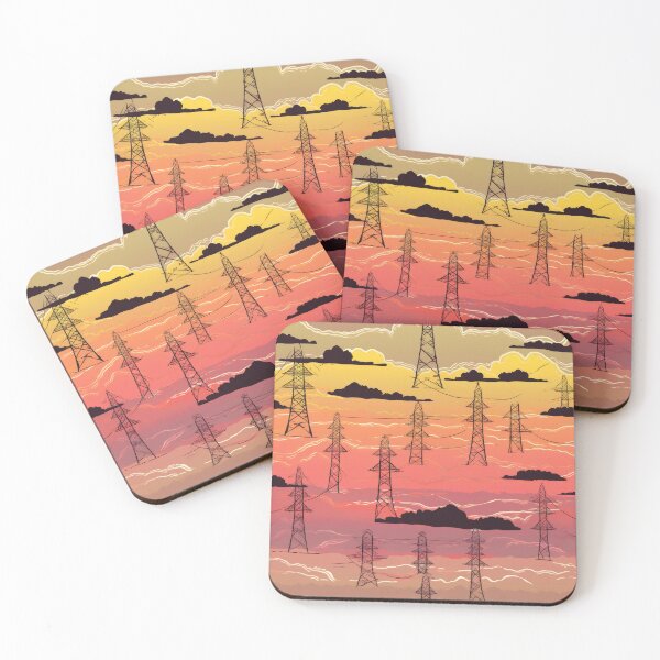 Item preview, Electricity Pylons Retro Style Sunset Sky Pattern designed and sold by Pylon-Bureau.