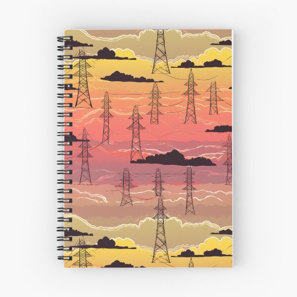 Item preview, Electricity Pylons Retro Style Sunset Sky Pattern designed and sold by Pylon-Bureau.