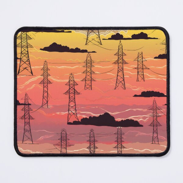 Item preview, Electricity Pylons Retro Style Sunset Sky Pattern designed and sold by Pylon-Bureau.