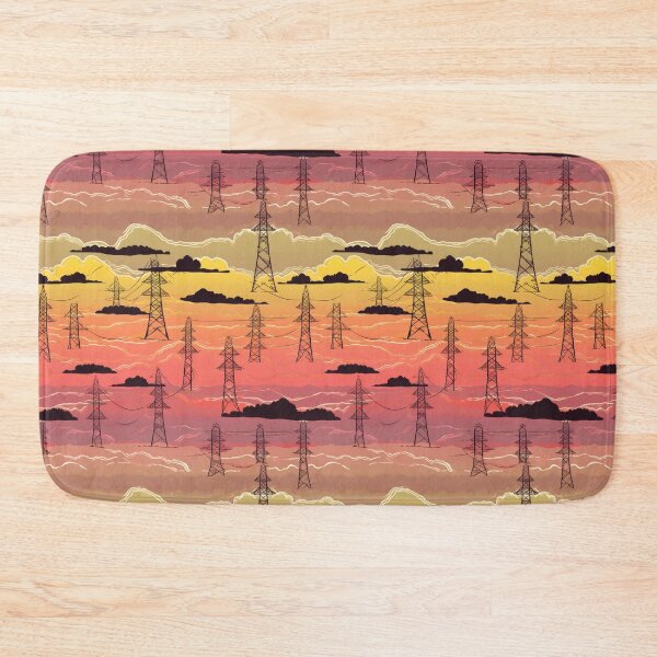 Item preview, Electricity Pylons Retro Style Sunset Sky Pattern designed and sold by Pylon-Bureau.