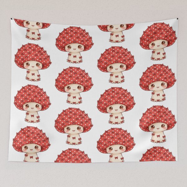 Item preview, Cute mushroom with small red bows designed and sold by priyankajustine.