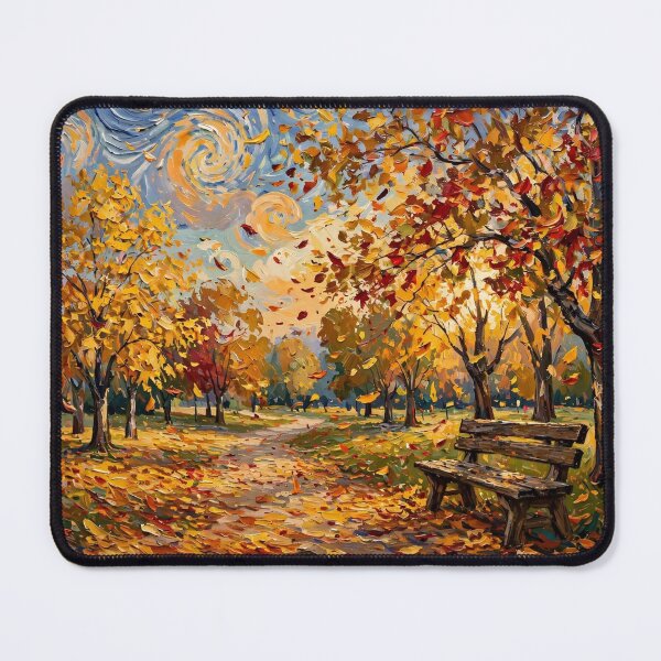 Item preview, Autumn Park Bench with Golden Leaves designed and sold by Late Theory.