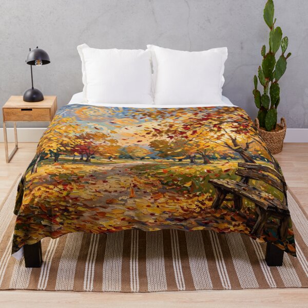 Item preview, Autumn Park Bench with Golden Leaves designed and sold by Late Theory.