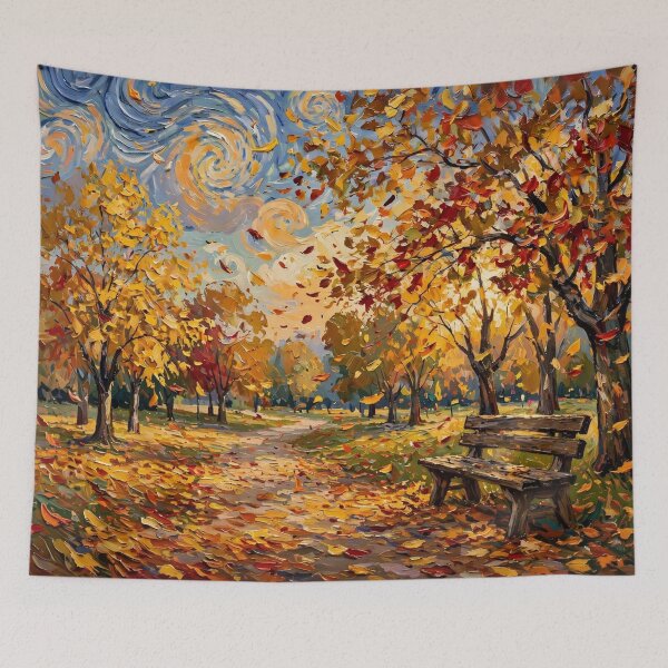Item preview, Autumn Park Bench with Golden Leaves designed and sold by Late Theory.