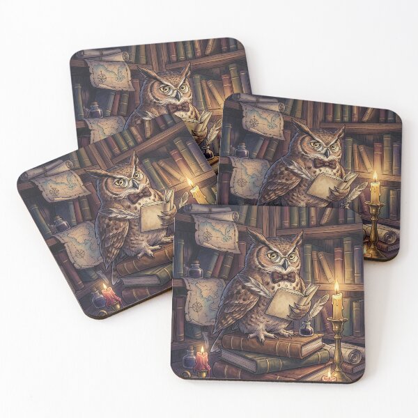 Item preview, Scholarly Owl in the Library - Dark Academia Animal Art Notebook designed and sold by MissoStudio.