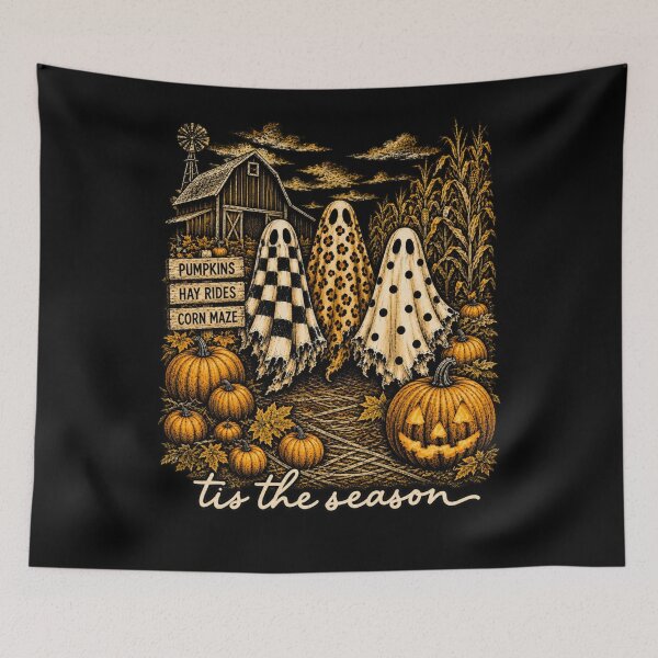 Item preview, Halloween Ghost Trio Tis The Season Vintage Pumpkin Patch designed and sold by AmiGraph.