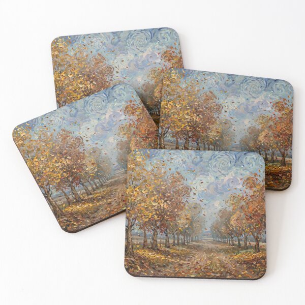 Item preview, Impressionist Autumn Avenue with Falling Leaves designed and sold by Late Theory.