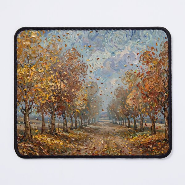 Item preview, Impressionist Autumn Avenue with Falling Leaves designed and sold by Late Theory.