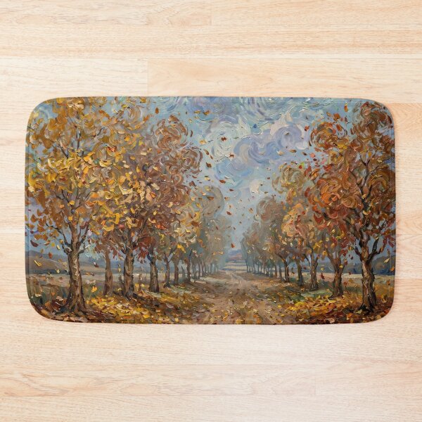 Item preview, Impressionist Autumn Avenue with Falling Leaves designed and sold by Late Theory.