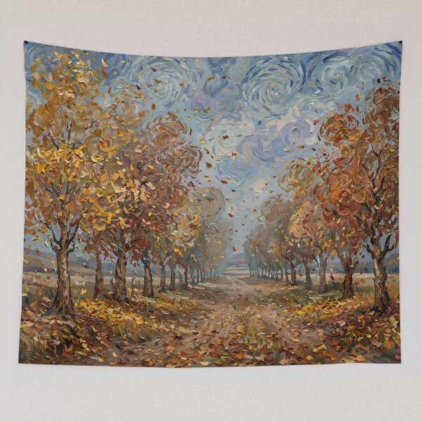 Item preview, Impressionist Autumn Avenue with Falling Leaves designed and sold by Late Theory.