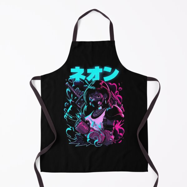 Item preview, Neon Cyberpunk Anime Warrior Girl Gas Mask Sword Design designed and sold by luffyShop1.