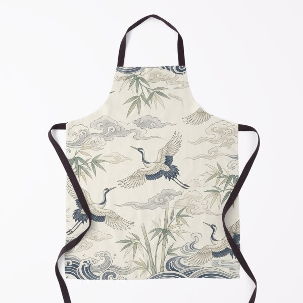 Item preview, Japanese Crane Bamboo Seamless Wave Pattern designed and sold by ShivCraftStudio.