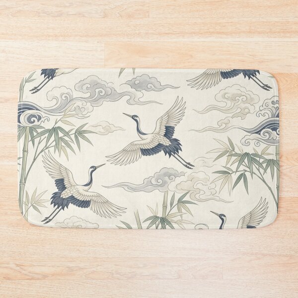 Item preview, Japanese Crane Bamboo Seamless Wave Pattern designed and sold by ShivCraftStudio.