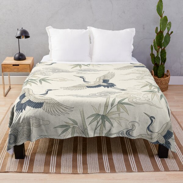 Item preview, Japanese Crane Bamboo Seamless Wave Pattern designed and sold by ShivCraftStudio.