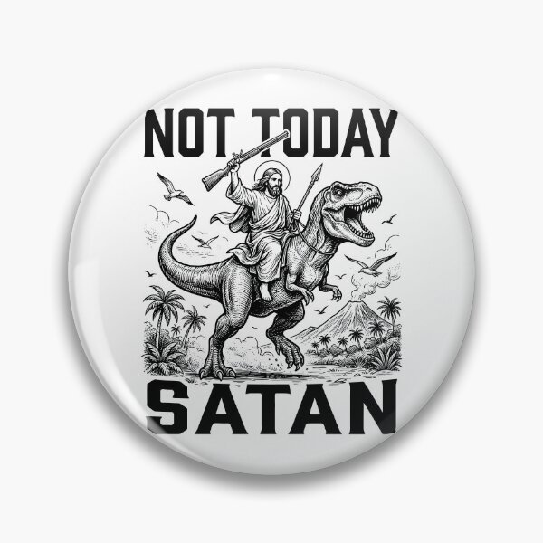 Item preview, Not Today Satan – Funny Jesus Riding T-Rex Dinosaur Meme designed and sold by LoFizzy.