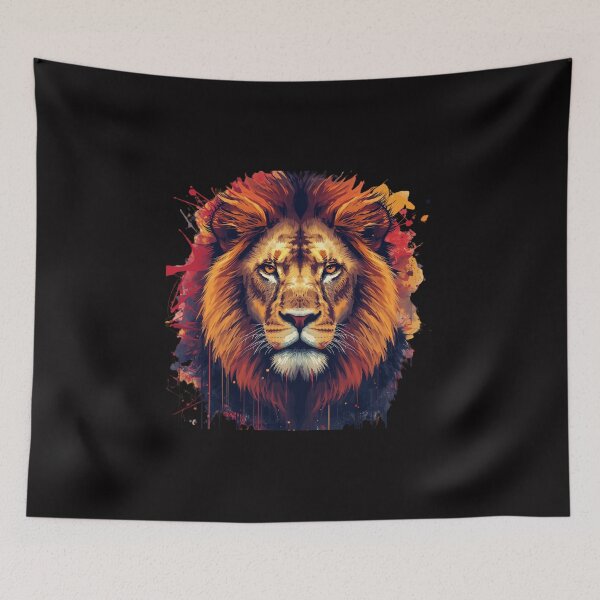 Item preview, Title: Majestic Golden Lion – Powerful Artistic Wildlife Portrait designed and sold by Pixor@.