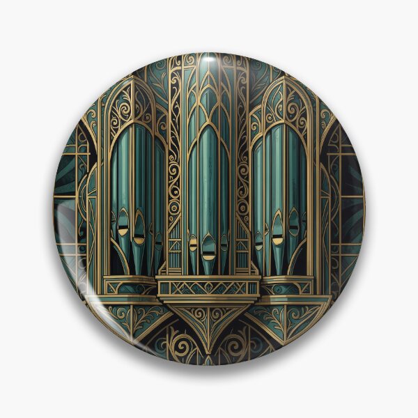 Item preview, Art Deco Organ Pipe Pattern Gold Teal designed and sold by pinkal.
