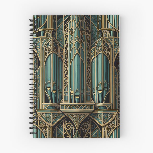 Item preview, Art Deco Organ Pipe Pattern Gold Teal designed and sold by pinkal.