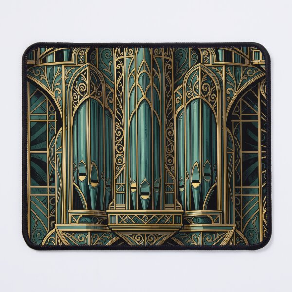 Item preview, Art Deco Organ Pipe Pattern Gold Teal designed and sold by pinkal.