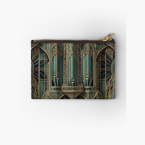 Item preview, Art Deco Organ Pipe Pattern Gold Teal designed and sold by pinkal.