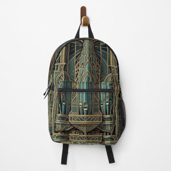Item preview, Art Deco Organ Pipe Pattern Gold Teal designed and sold by pinkal.