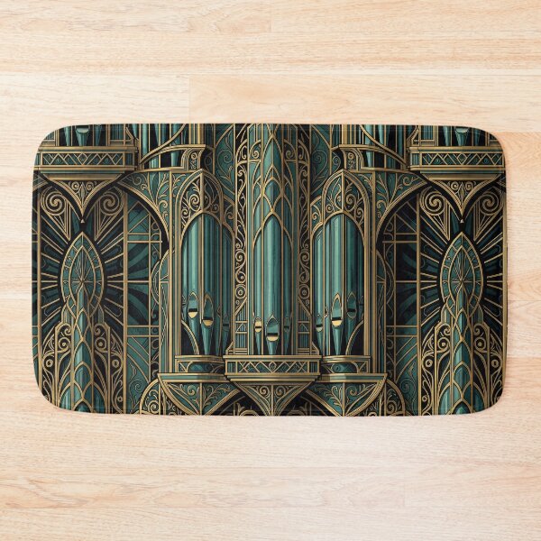 Item preview, Art Deco Organ Pipe Pattern Gold Teal designed and sold by pinkal.