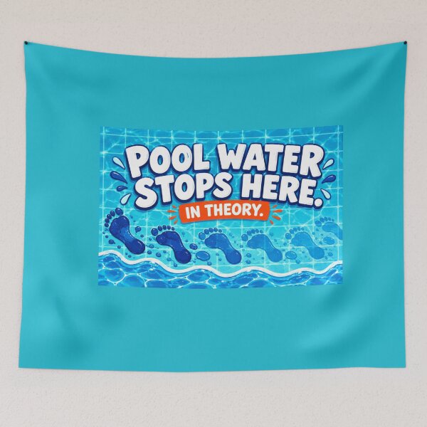 Item preview, Pool Water Stops Here In Theory – Funny Pool Bath Mat designed and sold by astersgraphics.