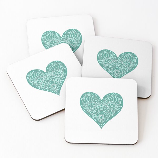 Item preview, Jade Sea Green Mandala Heart Henna Boho Art designed and sold by DColourMuse.