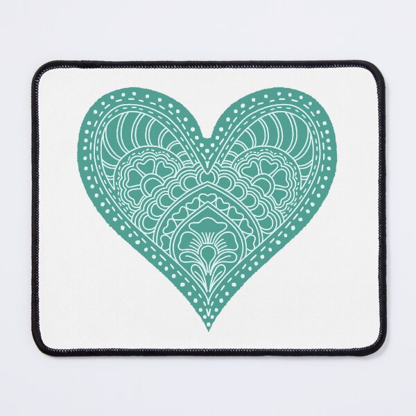 Item preview, Jade Sea Green Mandala Heart Henna Boho Art designed and sold by DColourMuse.