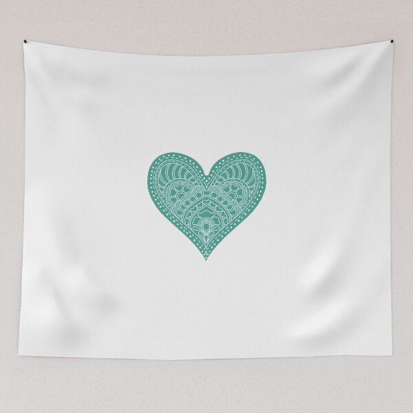 Item preview, Jade Sea Green Mandala Heart Henna Boho Art designed and sold by DColourMuse.