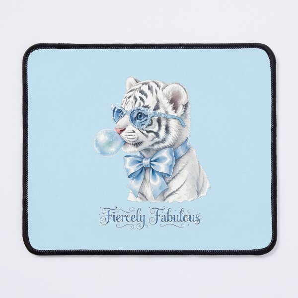 Item preview, Fiercely Fabulous Blue Tiger - Cute Coquette Tiger Cub designed and sold by Vibe-Vary.