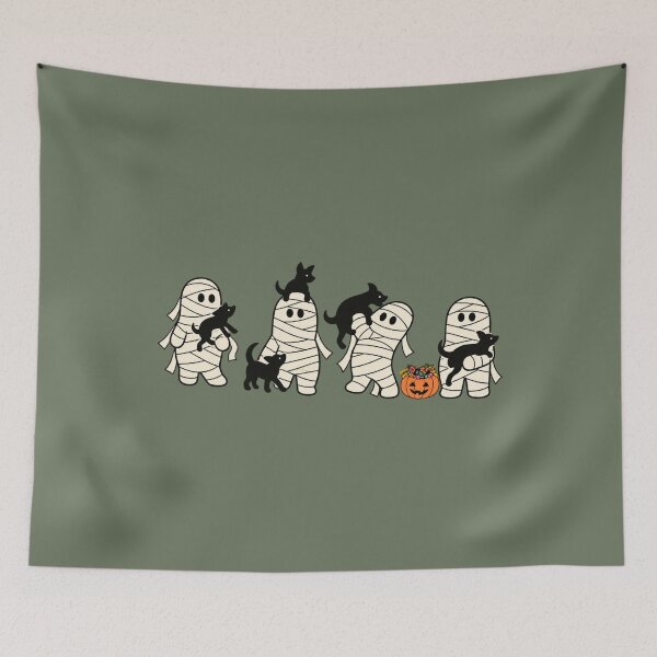 Item preview, Halloween Mummies and Black Dogs Cute Spooky Season Art designed and sold by AmiGraph.