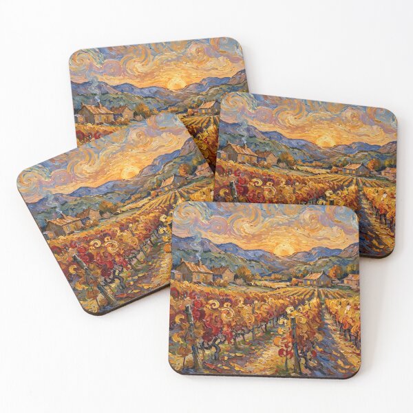 Item preview, Impressionist Autumn Vineyard at Sunset designed and sold by Late Theory.