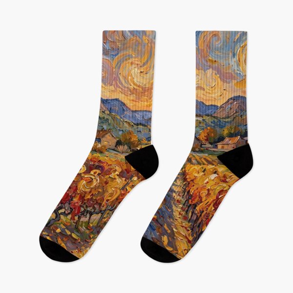 Item preview, Impressionist Autumn Vineyard at Sunset designed and sold by Late Theory.