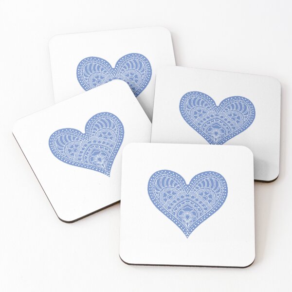 Item preview, Periwinkle Blue Mandala Heart Henna Boho Doodle Art designed and sold by DColourMuse.