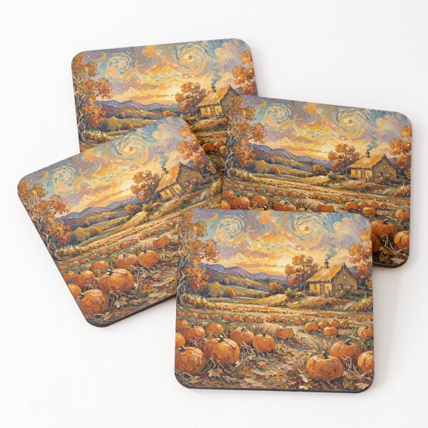 Item preview, Autumn Pumpkin Field with Cottage designed and sold by Late Theory.